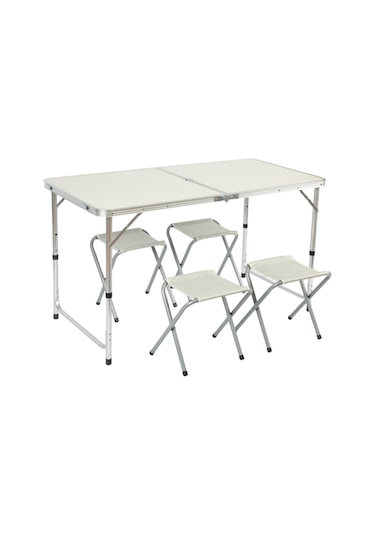 FUNKY CHAIRS Tabureli Katlanabilir Piknik Masası Seti - Gri