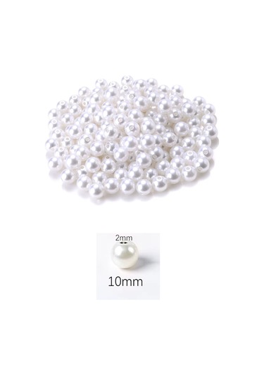 1.000 Gram 1 Kg. 10mm Beyaz Renk Plastik İnci Boncuk Çanta Ve T