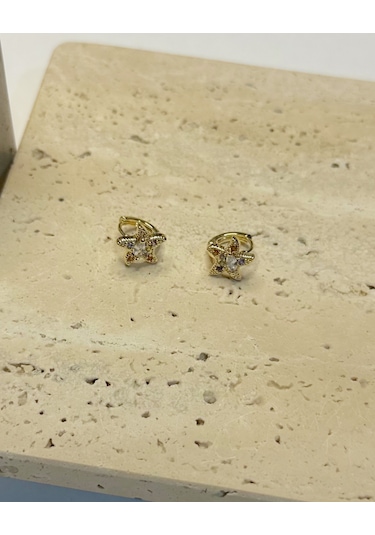 Mini Taşlı Yıldız Küpe Çok Renkli