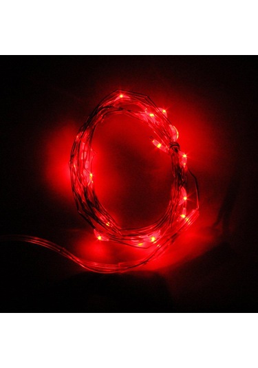 Kırmızı Parti Pil Aydınlatma Düğün Lambası Dıy Led Güneş Işıkları Yanıp Sönen Dize Işık Romantik 1m 10led Kırmızı