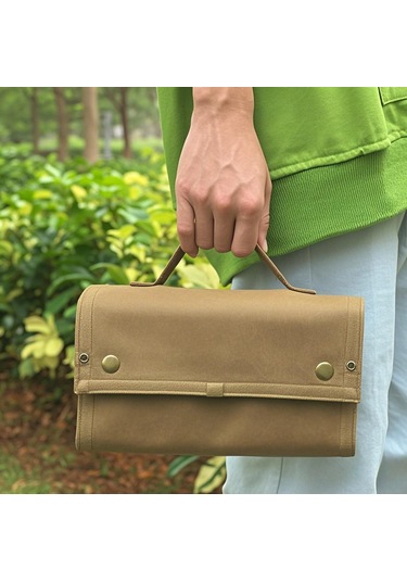 Symbee Kamp Ve Barbekü İçin Kanvas Çantılı 10'lu Pet Baharat Şişesi Seti - Krem Renk Haki