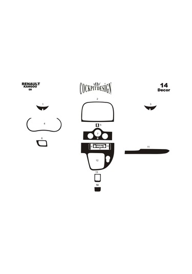 Renault Kangoo Konsol-torpido Kaplama 2008-2013 14 Parça-karbon Karbon