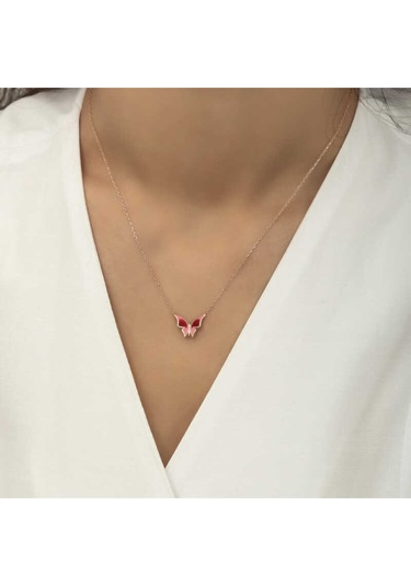 Casera's Gümüş Rose Minimal Kelebek Kadın Kolye Csr2180797 Gümüş