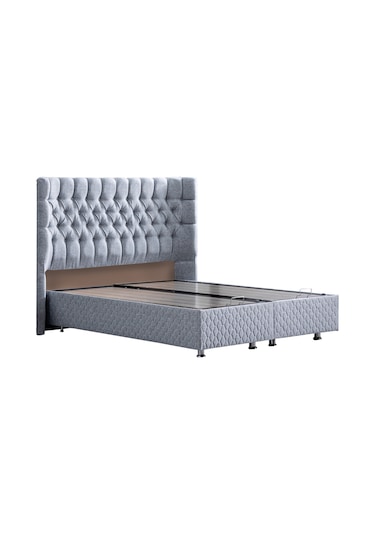 Setaymobilya Baza, Platinum Gri Mdf Baza + Başlık + Real Pedli Ortopedik Yatak