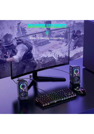 Onikuma L6 3D Ses Efektli RGB Işıklı USB Kablolu Hoparlör