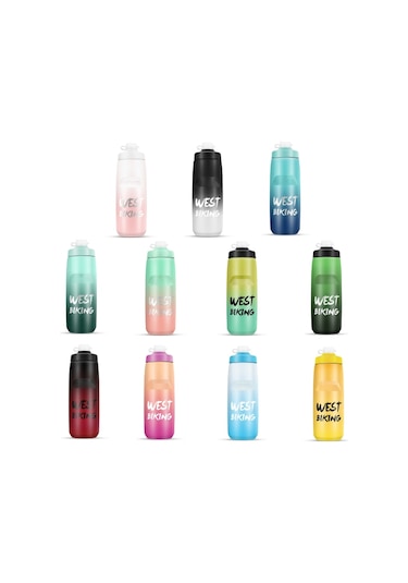 Batı Bisiklet 750ml Bisiklet Su Şişesi Taşınabilir Açık Bisiklet Su Bardağı, Renk: Siyah Gri Degrade Diğer