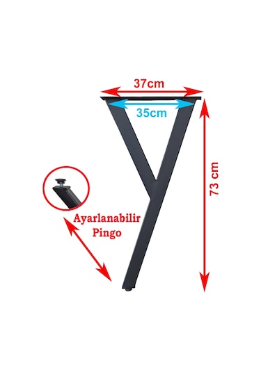 Bin1Fırsatt Metal Ayak 4 Lü Y Model Masa Ayağı Yemek Çalışma Masası Ayakları