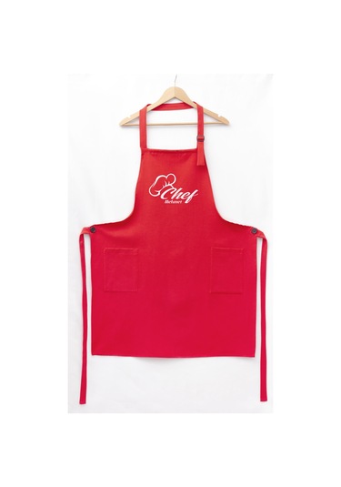 Mutfak Önlüğü Kişiye Ve İsme Özel Nakışlı Mutfak Önlüğü Şef 1 Farklı Renkler Kırmızı