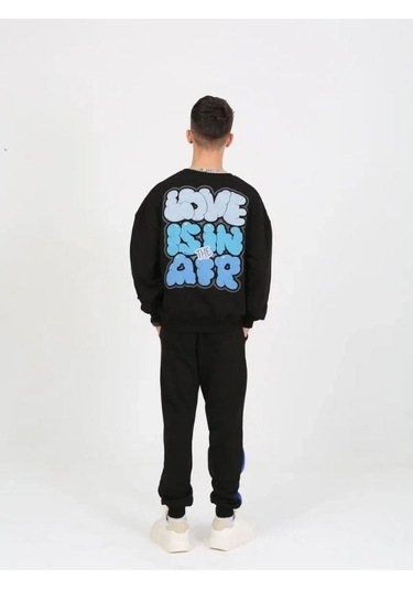 Erkek Çocuk The Air Yazı Detaylı 2 İplik Sweatshirt-15234 Siyah