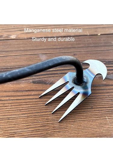 Sones Dört Dişli Çift Amaçlı Ot Temizleme Aleti Bahçe Ot Tırmığı Kökten Ayıklama Ot Temizleme Aleti, Uzunluk: 35 Cm Galvanizli Ahşap Saplı