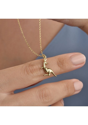 14 Ayar Mikron Altın Kaplama Kanguru Figürlü Gümüş Kolye - Cn00474 Altın