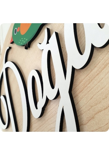 Deniztasarım Kuş Ve Çiçek Motifli Zarif Ahşap Kapı Süsü