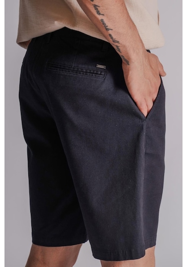 Braccas Erkek Yandan Cepli Klasik Bel Relaxed Fit Chino Şort Siyah Siyah