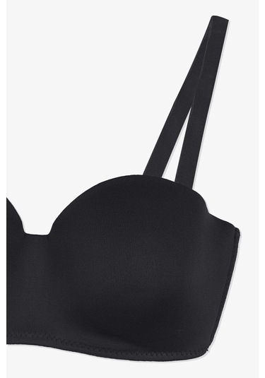 Kadın Dolgusuz Mikro Straplez Sütyen Siyah