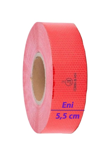 3 Mt Reflektörlü Reflektif Fosforlu Araç Oto Kamyon Şerit Bant Tüvtürk Onaylı Düz Kırmızı İkaz Bandı