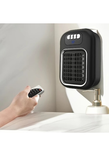 Willowhaven Siyah 1 Adet Duvar Tipi Fanlı Isıtıcı, Enerji Tasarruflu Mini Taşınabilir Elektrikli Isıtıcı Ofis Yatak Odası