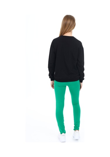 Toontoy Kız Çocuk Baskılı Taytlı Takım Siyah