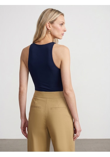 Dilvin 32836 Halter Yaka Bodysuit-k.lacivert