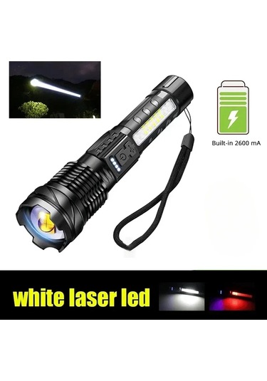 Heinast Yüksek Güçlü Type-c Şarj Edilebilir Cob El Feneri - Kamp & Yürüyüş Için Kırmızı