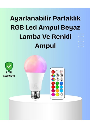 Rgbw Teknolojili Akıllı Led Ampul, Zamanlayıcılı Çok Renkli