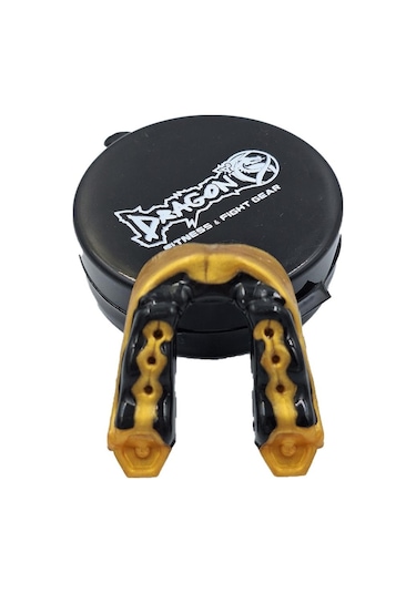 Dragondo 99124 Profesyonel Jel Dişlik Ve Saklama Kutusu Muay Thai Dişlik Boks Dişlik Siyah - Altın