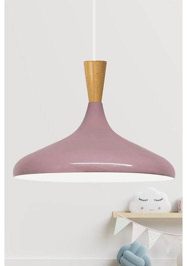 Champion Lila Ahşap Huni Tekli Avize Sarkıt Salon Mutfak Cafe Butik Lamba Aydınlatma Avizeler Lila