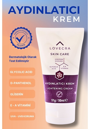 Aydınlatıcı Krem Uva / Uvb Karşıtı Ton Eşitleyici E & A Vitamini Glycolic Asit 50ml