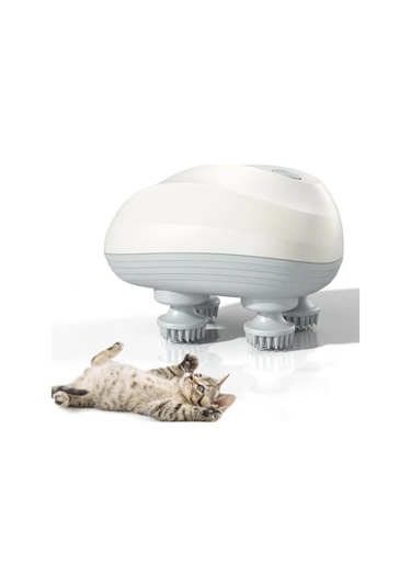 Ruicoo Usb Şarjlı Multifonksiyonel Silikon Kafa Masaj Cihazı - Ev Ve Evcil Hayvanlar İçin Mini Kafa Rahatlatıcı Beyaz