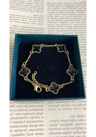 İlknur Doğal Taş Evi Siyah Yoncalı Bileklik