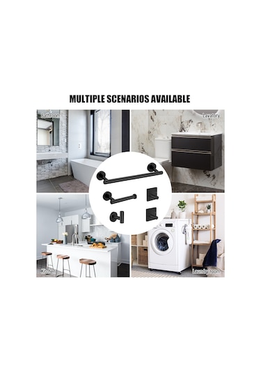 Parça Banyo Donanım Aks. Seti Havlu Çubuğu Bornoz Kancaları Tuvalet Kağıdı Tut Paslanmaz Çelik Duvara Banyo-bornoz Askısı 58688256 Siyah Parça Banyo Donanım Aks. Seti Havlu Çubuğu Bornoz Kancaları Tuvalet Kağıdı Tut Paslanmaz Çelik Duvara Banyo-bornoz Askısı 58688256 Siyah