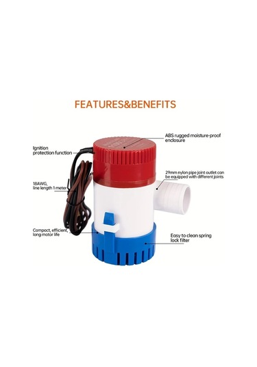 Motion003 24v Sessiz Dalgıç Drenaj Pompası 12v/24v 1100gph Gölet Havuz Spa Tekne Karavan İ