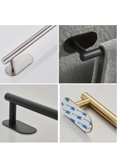 Mufunye Stainless Steel 20cm Otomatik Tutucu Banyo Havlu Ringi - Deliksiz Kurulum, Evinizden Düzenli Ve Temiz Gümüş