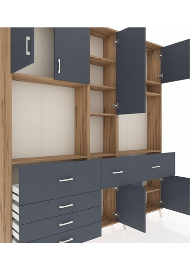 Arges Dolap 10 Raflı 6 Çekmeceli 8 Kapaklı 220x30x243 Çam-antrasit/antrasit Antrasıt/antrasıt Arges Dolap 10 Raflı 6 Çekmeceli 8 Kapaklı 220x30x243 Çam-antrasit/antrasit Antrasıt/antrasıt