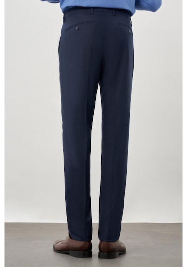 Lacivert Düz Gabardin Esnek Yan Cep Slim Fit Classic Pantolon 1003245209 201 Lacivert
