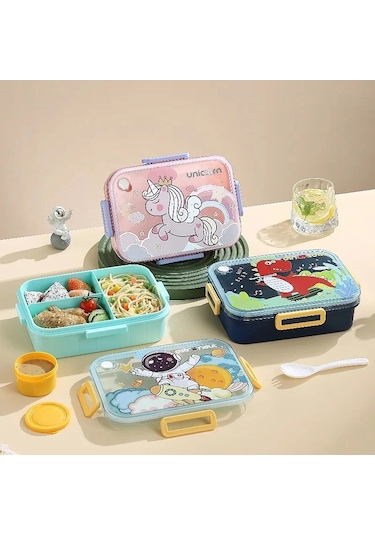 Çocuklar İçin Sevimli Öğle Yemeği Kutusu B-4 Mor