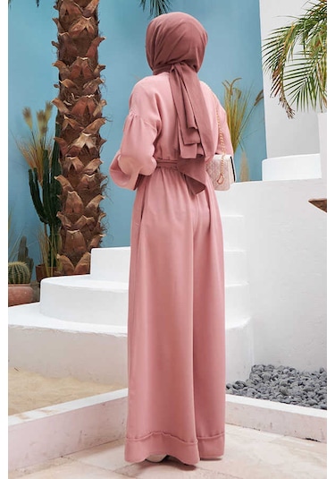 6569-Krep Tulum Elbise Pudra