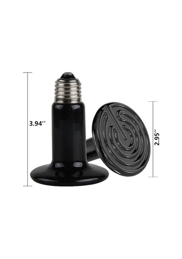 Ulzyvf Siyah Seramik Metal Reptil Isıtma Lambası, E27 Eu Fiş, 220v, 50w-200w, 10.5x7.5cm Siyah Siyah