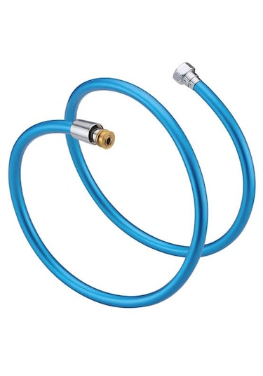 Mavi Renkli Pvc Kopmaz Örgülü Banyo Duş Spiral Hortumu 150 Cm