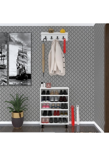 Kenzlife Ayakkabılık Cimcime5 Byzbyz 83 060 32 Kapaklı 5 Raflı 15 Çift Ayakkabı Kapasitesi Ahşap