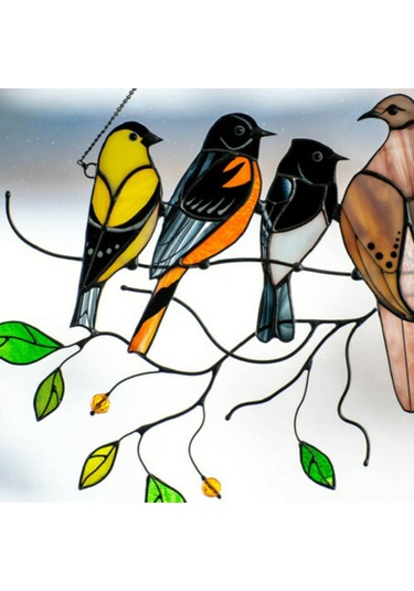 Hombey 7 Adet Renkli Kuş Akrilik Takı: Pencere Duvar Dekorasyonu, Doğal Işıkta Parlayan Ev Dekoru