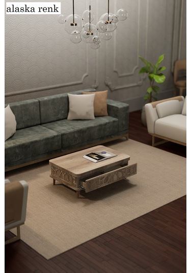 Rosa Desenli Akıllı Sehpa Çekmeceli, Sihirli Sehpa