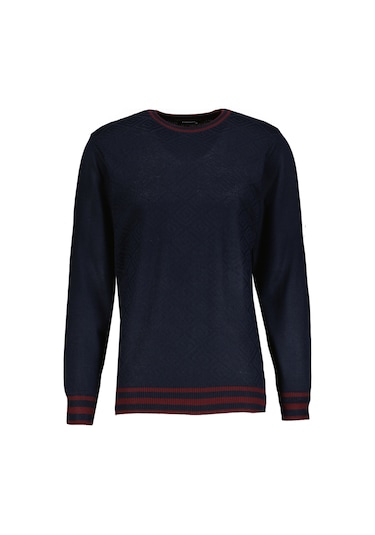 Finesuits Erkek Desenli Yünlü Kazak 2422201020.dsoyr Lacivert