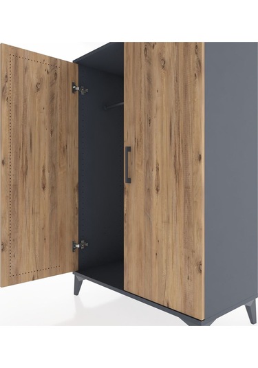 Hyperion Dolap 2 Kapaklı Tek Askılı 88x44x134 Antrasit-çam Antrasit