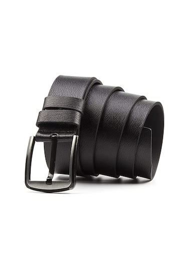 Büyük Beden Erkek 100% Hakiki Deri Kot Kemer Siyah