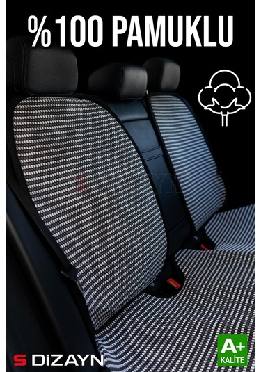 S-dizayn Oto Koltuk Koruyucu Kılıf Set Çizgili Füme Beyaz Universal 2+3 Parça Ön Arka