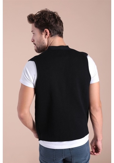 Ferraro Desenli Pamuk Triko Yelek - Siyah-Siyah