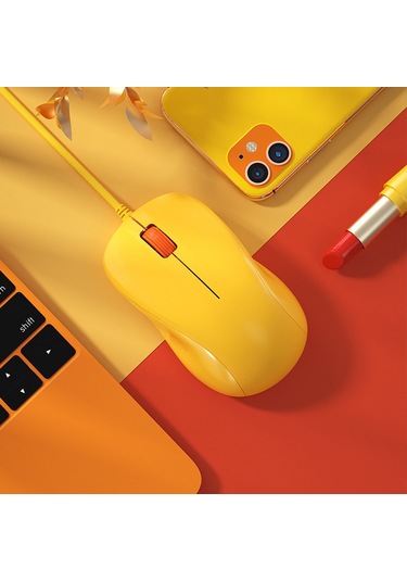 Sessiz Kablolu Fare Dizüstü Bilgisayar Masaüstü Bilgisayar Faresi Bilgisayar Faresi Usb Fare Limon Sarısı