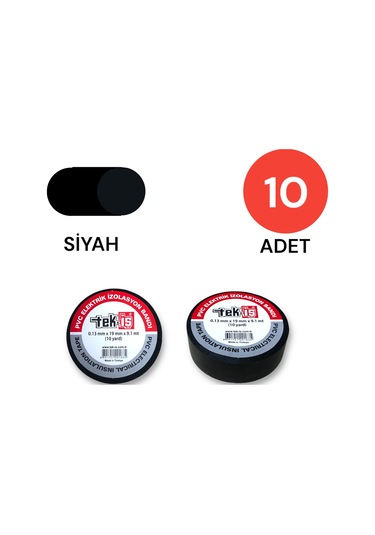 Tek-iş Izole Bant Elektrik Bandı Siyah 10 Adet
