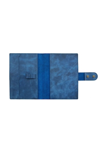 A5 Defter Ve Ajanda Kılıfı - %100 Rainbow Deri - Ko10001 - Saks Mavisi Mavi