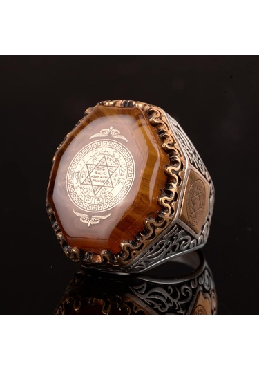 David Yıldızı Erkek Yüzüğü, El Yapımı Yüzük, 925 Ayar Gümüş Erkek Yüzüğü Gümüş